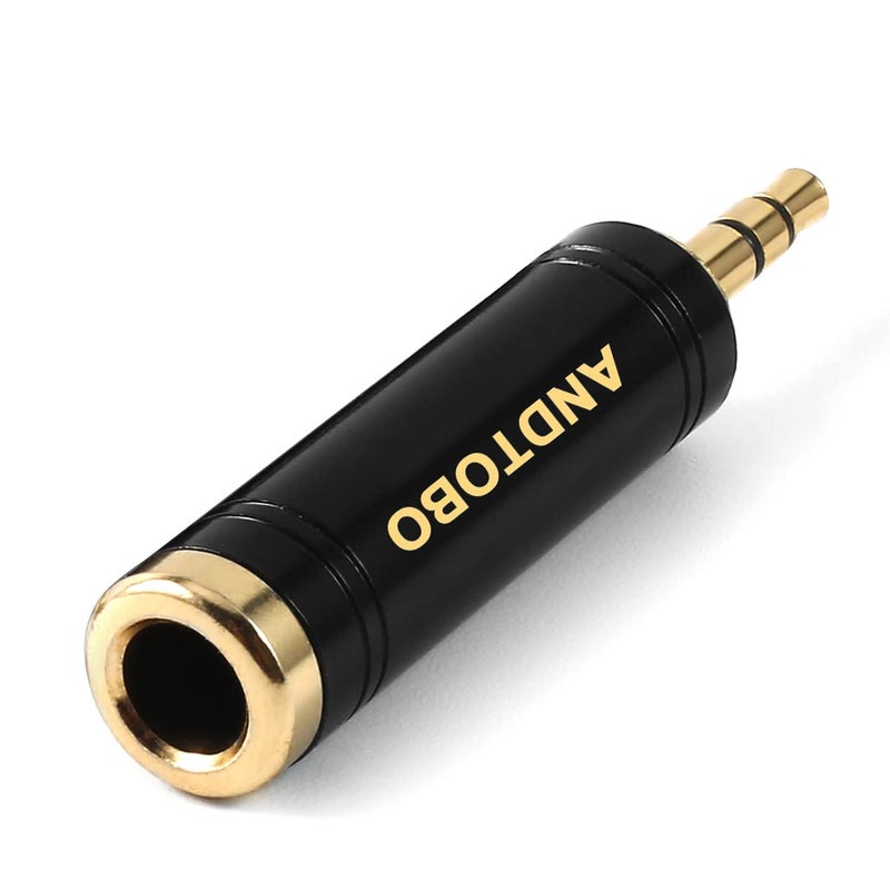 ANDTOBO 3.5mm Male to 1/4'' Female Stereo Pure Copper Headphone Adapter,3.5mm(1/8'') Plug Male to 6.35mm (1/4'') Jack Female Stereo Adapter for Headphone, Amp Adapte, Black 1-Pack - Image 1